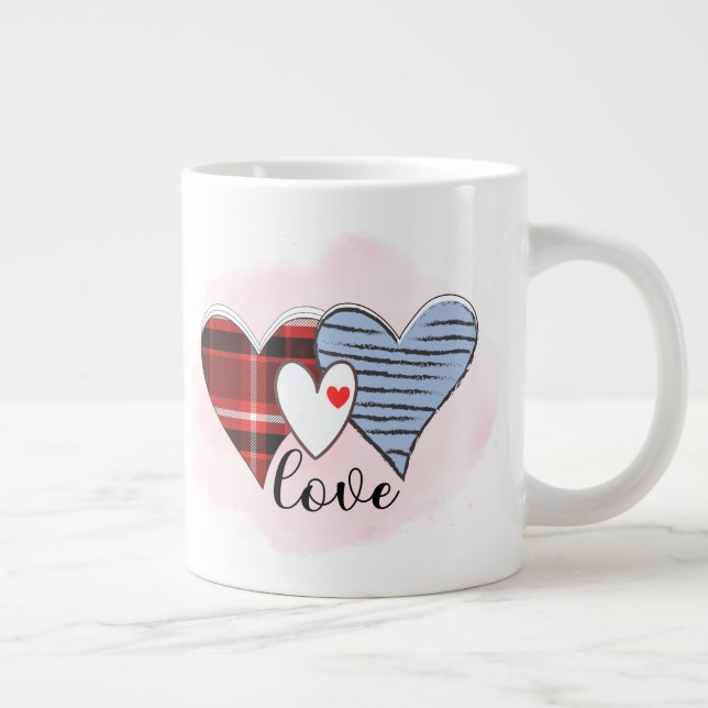 Kariert, Zebra & Liebesschrift Jumbo-Tasse (Rechts)