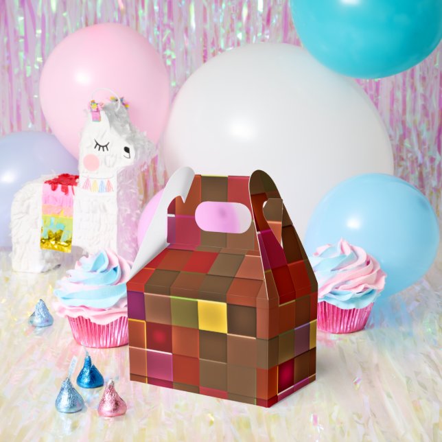"Karierte Affäre" (Giebel/groß) Geschenkschachtel (Party)