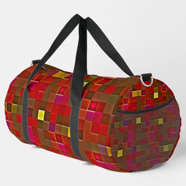 "Karierte Affäre" (Große) Sporttasche Duffle Bag (Rechte Ecke)