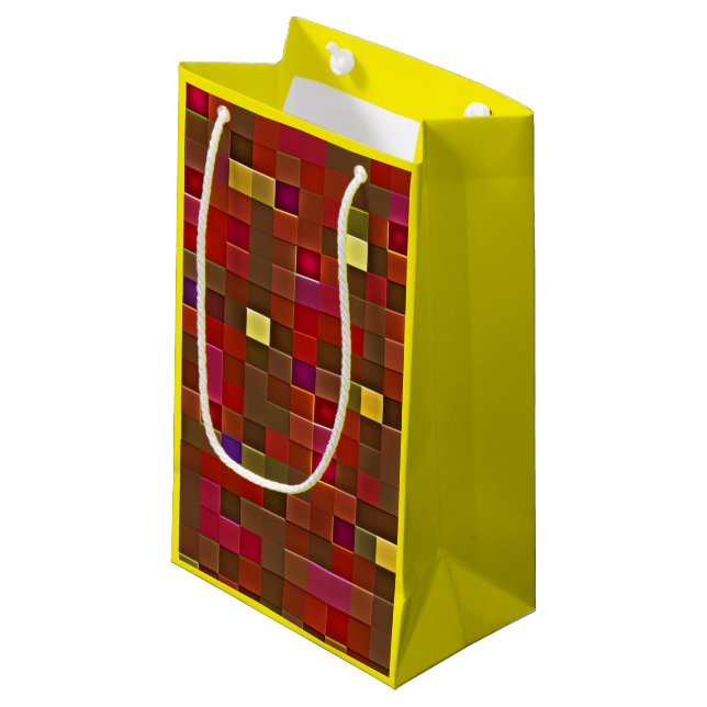 "Karierte Affäre" (Klein) Geschenktasche Kleine Geschenktüte (Vorderseite Schrägansicht)
