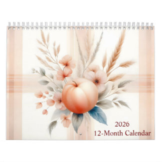 Karierte Aquarellmuster und Blume 2026 Kalender