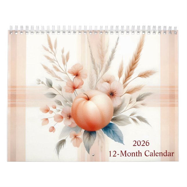 Karierte Aquarellmuster und Blume 2026 Kalender (Titelbild)