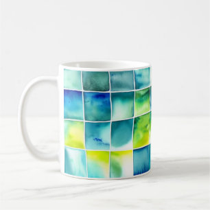 Karierte Aquarellzeichnung Kaffeetasse