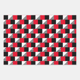 Karierte Ästhetik in Rot und Schwarz Geschenkpapier Set