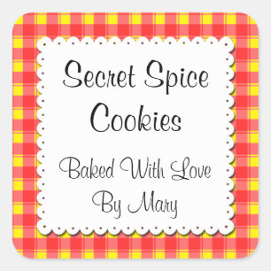 Karierte Aufkleber mit roter Gelbfarbe