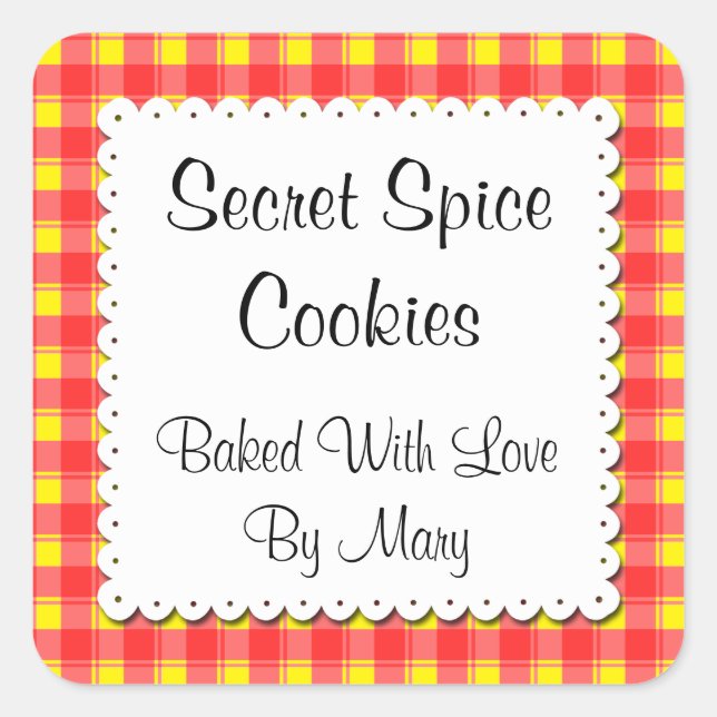 Karierte Aufkleber mit roter Gelbfarbe (Vorderseite)