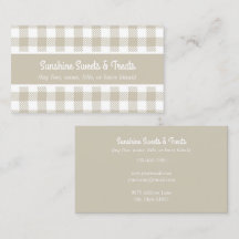 Karierte Bäckerei-Visitenkarte in Beige und Weiß