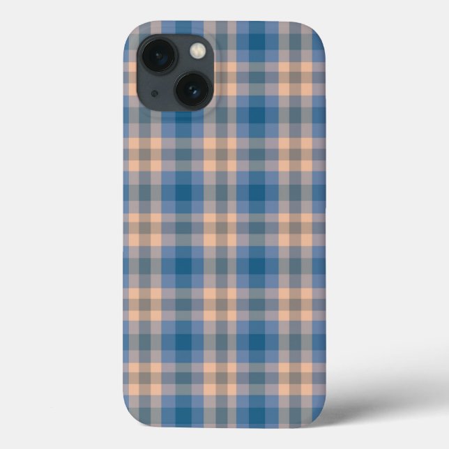 Karierte Beige Blau Grau und Pfirsichfarben Case-Mate iPhone Hülle (Rückseite)