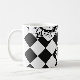 Karierte Blumen Gesicht Surrealer Kaffeebecher Kaffeetasse