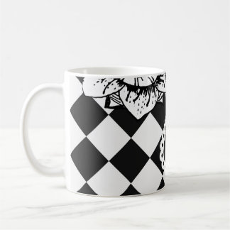 Karierte Blumen Gesicht | Surrealer Kaffeebecher Kaffeetasse