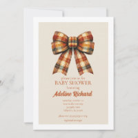 Karierte Bow Fall Baby Dusche Einladung