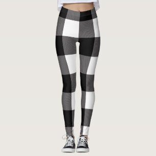 Karierte Buffalo-Plätze mit schwarzem und weißem K Leggings