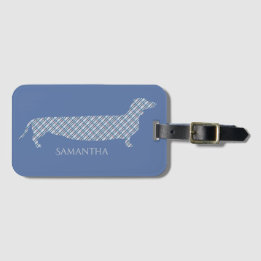 Karierte Dackel auf Blau Gepäckanhänger