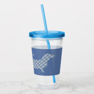 Karierte Dackel auf Blue Personalisiert Acryltrinkbecher