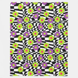 Karierte Decke mit Limonen und violetten Blumen