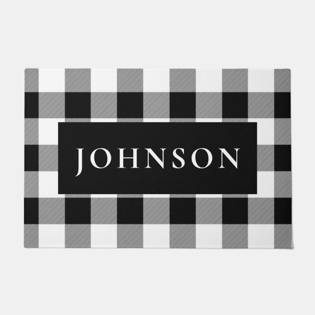 Karierte Doormat in Schwarz und Weiß Buffalo Fußmatte (Vorderseite)