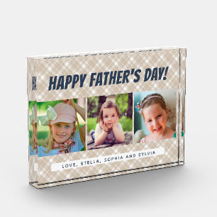 Karierte drei Foto-der glückliche TANs Vatertag Fotoblock