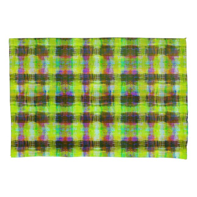 Karierte Druckfarbe gelb gestrichen Kissenbezug (Vorderseite-Links)