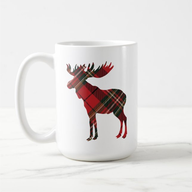 Karierte Elch-Kaffee-Tasse Kaffeetasse (Links)
