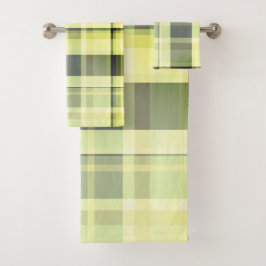 Karierte Fall Shades Grüntöne, grau, Buttercreme Badhandtuch Set