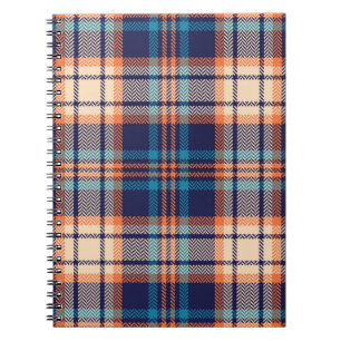 Karierte Farbmuster in Blau, Orange, Beige. Ihr Notizblock