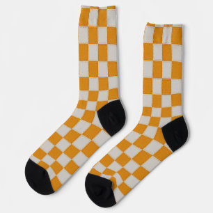 Karierte Flecken Weiß und Gelb Socken