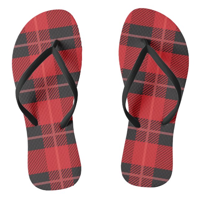 Karierte Flip Flops in Rot und Schwarz (Fußbett)