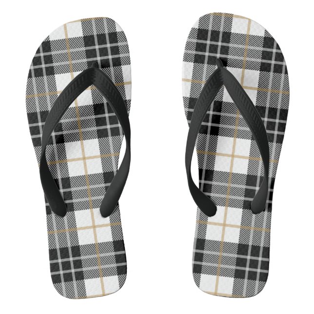 Karierte Flip Flops in Schwarzweiß (Fußbett)