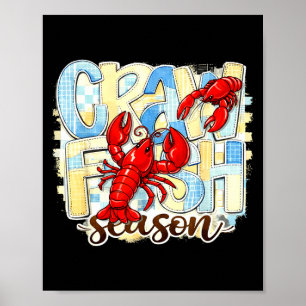 Karierte Flusskrebs-Saison lustige Louisiana-Meere Poster
