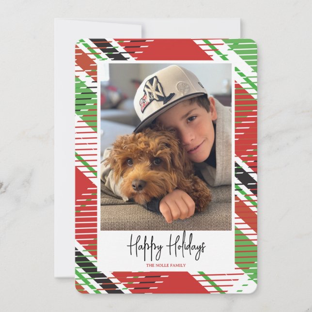 Karierte Foto-Urlaubskarte Feiertagskarte (Vorderseite)