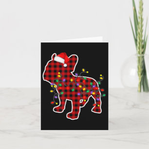 Karierte Französische Bulldogge Weihnachts-Pyjamas Karte
