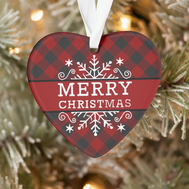Karierte Frohe Weihnachtsschneeflocke Ornament (Baum)
