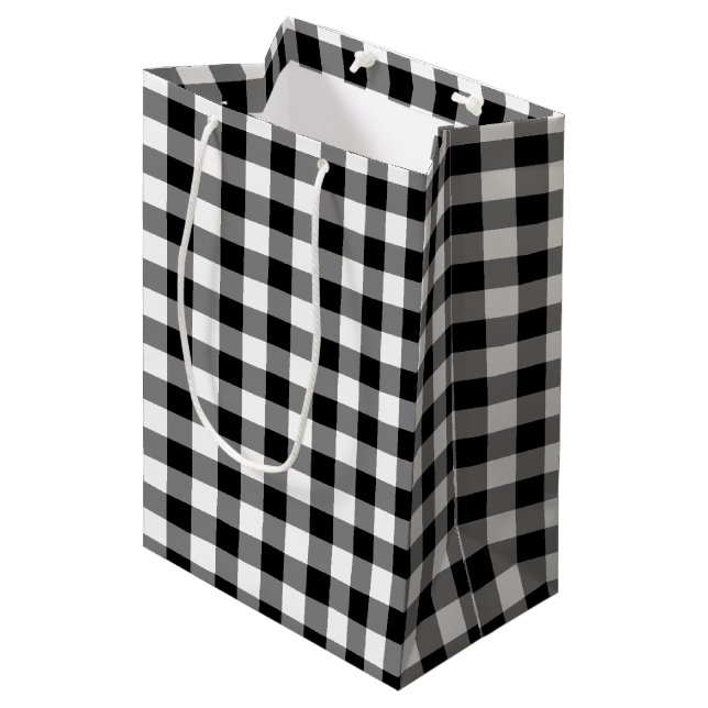Karierte Gingham-Geschenktasche Mittlere Geschenktüte (Vorderseite Schrägansicht)