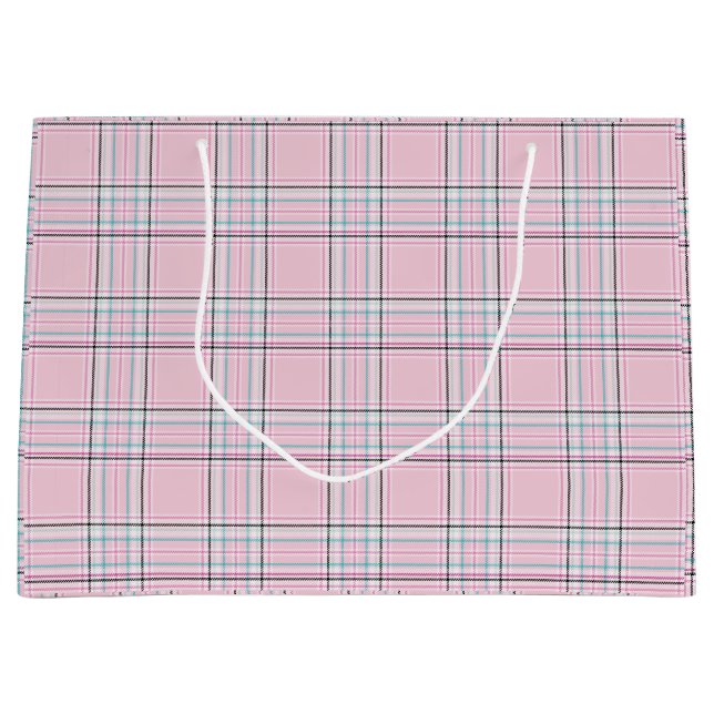 Karierte große Geschenktasche in Rosa Geschenktüte (Vorderseite)
