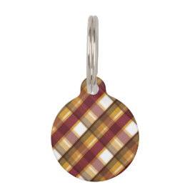 Karierte Herbstfarben-Muster und Infos für Begleit Haustiermarke