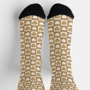 Karierte Herzen in Blondcreme Socken