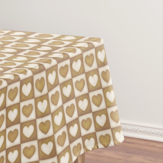 Karierte Herzen in blonder Creme Tischdecke (Beispiel)