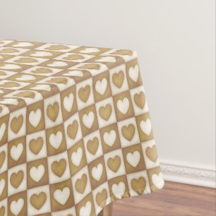 Karierte Herzen in blonder Creme Tischdecke
