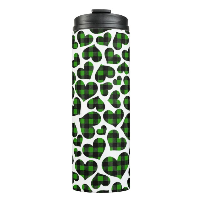 Karierte Herzen Thermosbecher (Vorderseite)