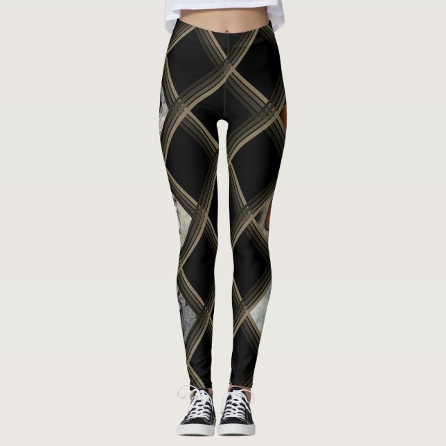 Karierte Herzpferde des Sand-Wäsche-Beckens Leggings (Vorderseite)