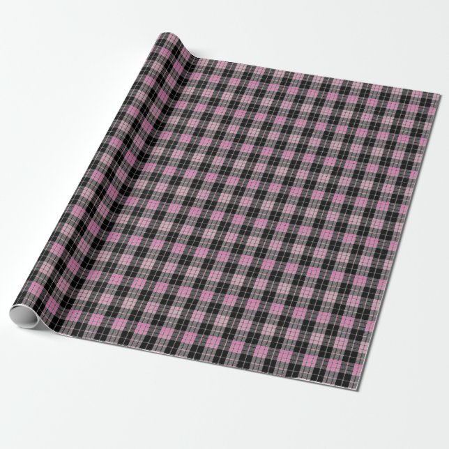 Karierte Hintergrundfarbe Schwarz und Rosa Geschenkpapier (Ungerollt)