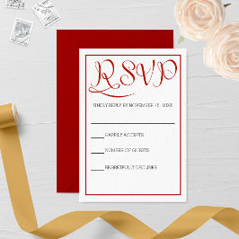 Karierte Hochzeit mit Gold und Burgund RSVP Karte