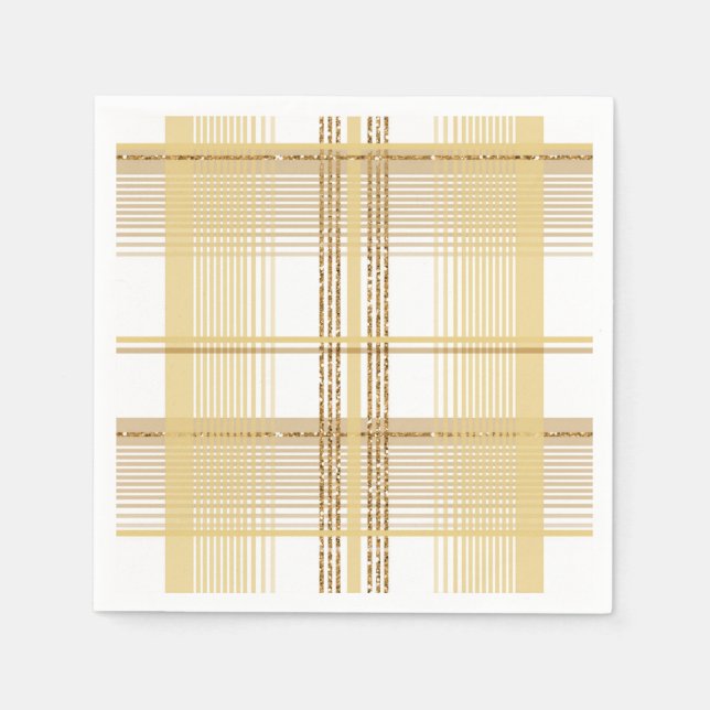 Karierte Hochzeit mit Goldkarton Serviette (Vorderseite)