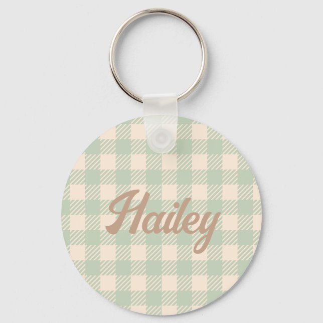 karierte Hochzeit mit lichtdurchlässigem Gingham Schlüsselanhänger (Vorderseite)