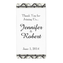 Karierte Hochzeitsweinmarke Schwarz/Weiß