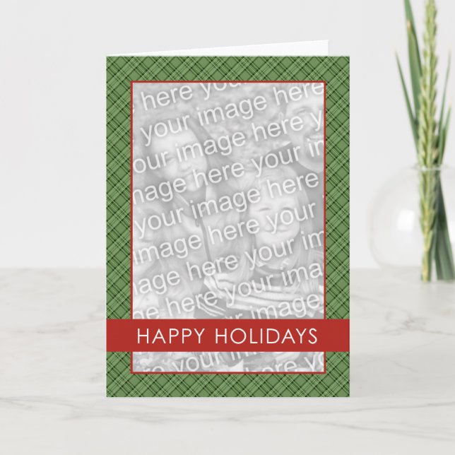 Karierte Holdiay Schablone Feiertagskarte (Vorderseite)