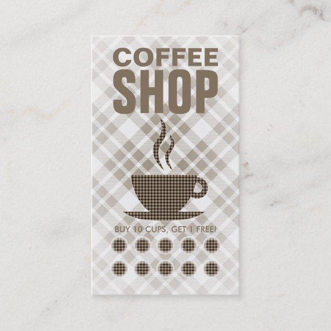 karierte Kaffeemaschine Treuekarte (Vorderseite)