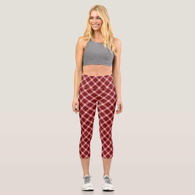 Karierte Karo Texturmuster-68767 Capri Leggings (Vorderseite)