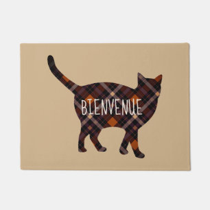 karierte Katze - Bienvenue Fußmatte