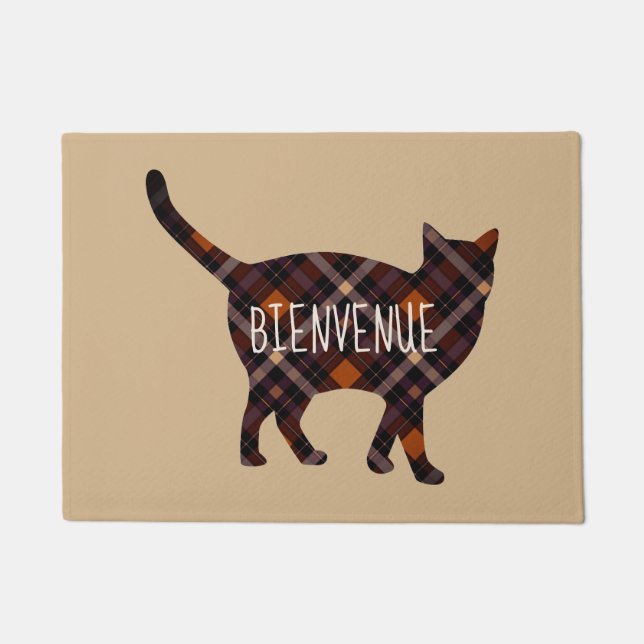karierte Katze - Bienvenue Fußmatte (Vorderseite)